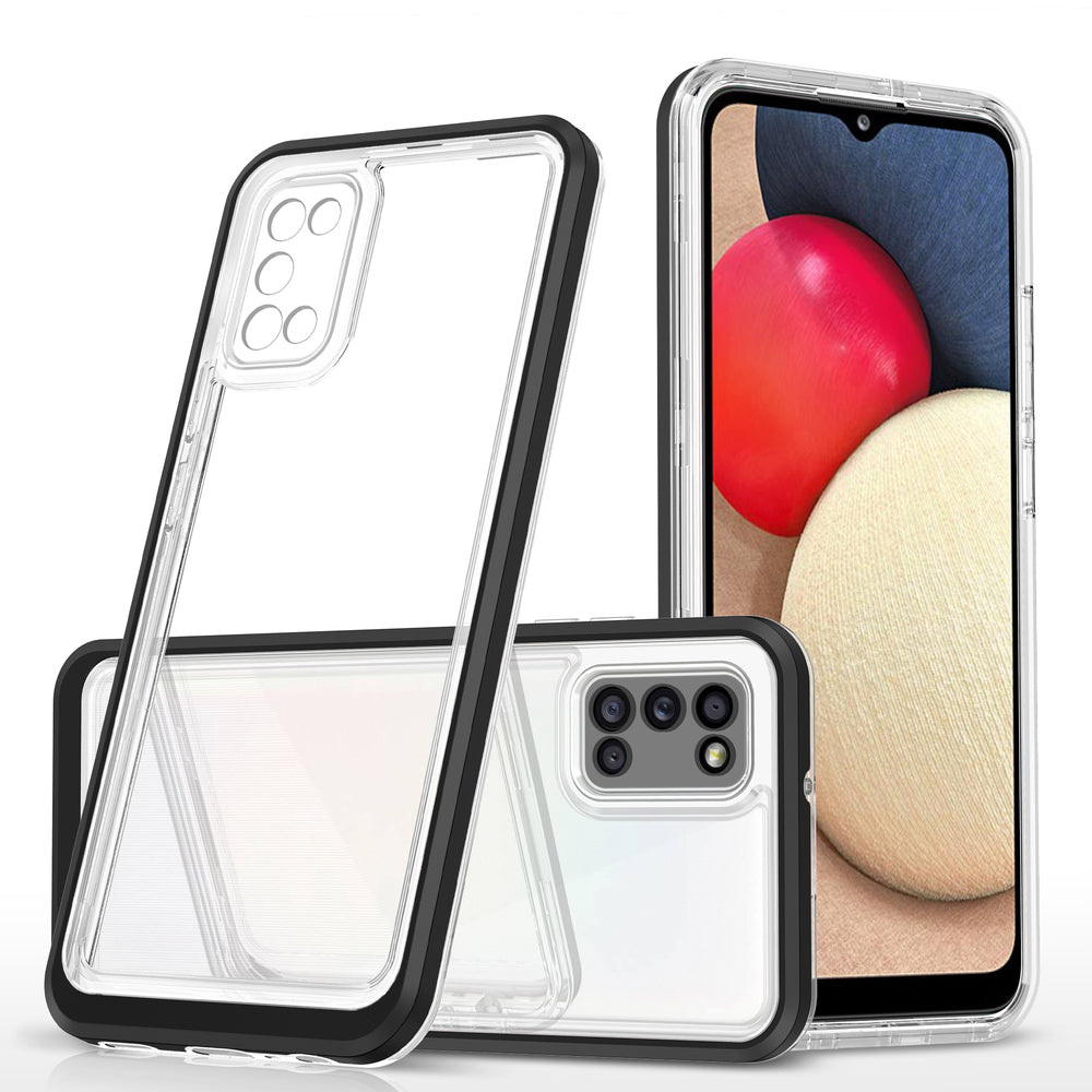 Gennemsigtig 3in1 case til Samsung Galaxy A03s (166) ramme gel cover sort