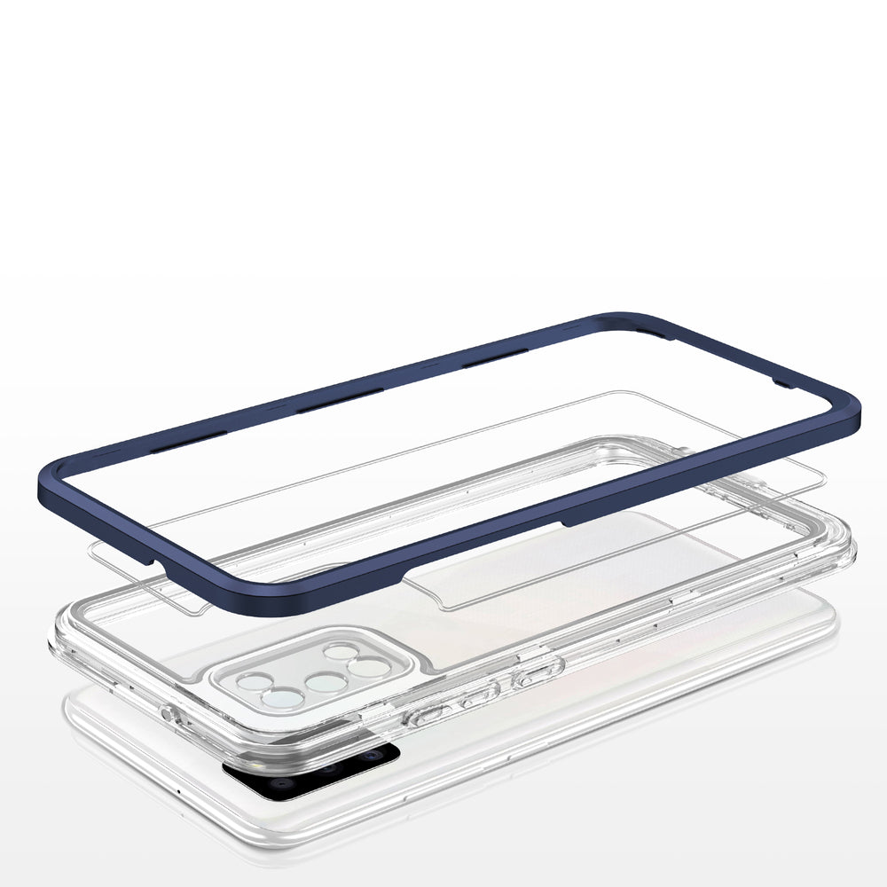 Gennemsigtig 3in1 case til Samsung Galaxy A03s (166) ramme gel cover blå