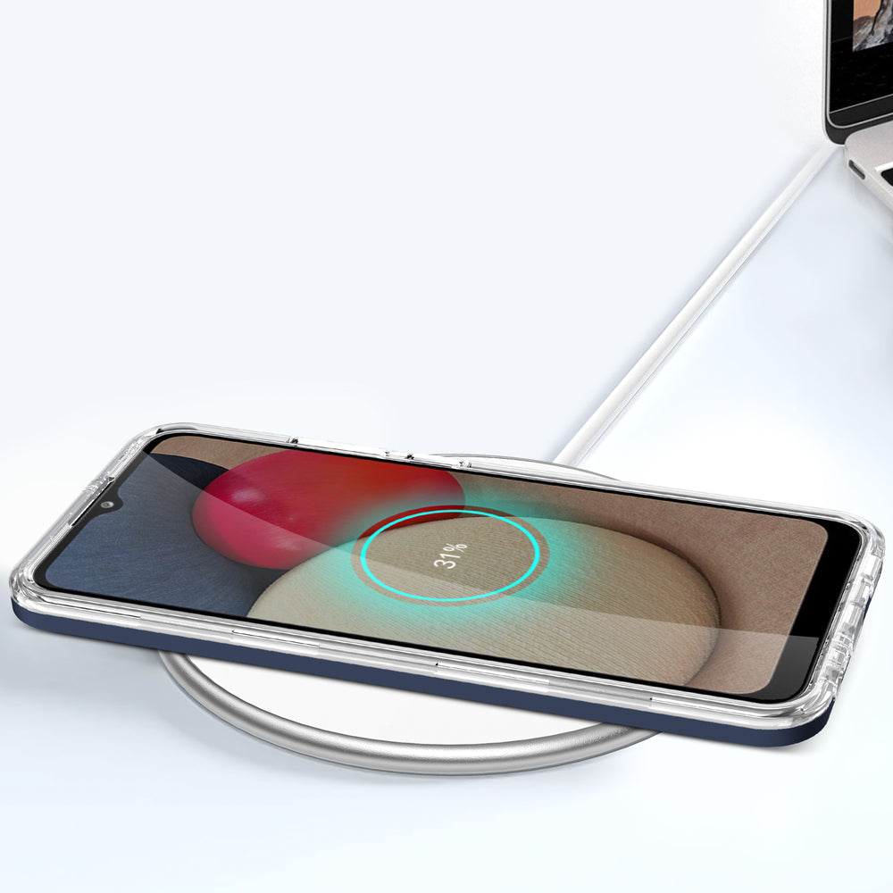 Gennemsigtig 3in1 case til Samsung Galaxy A03s (166) ramme gel cover blå