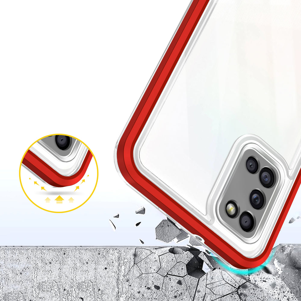 Gennemsigtige 3in1 case til Samsung Galaxy A03s (166) ramme gel cover rød
