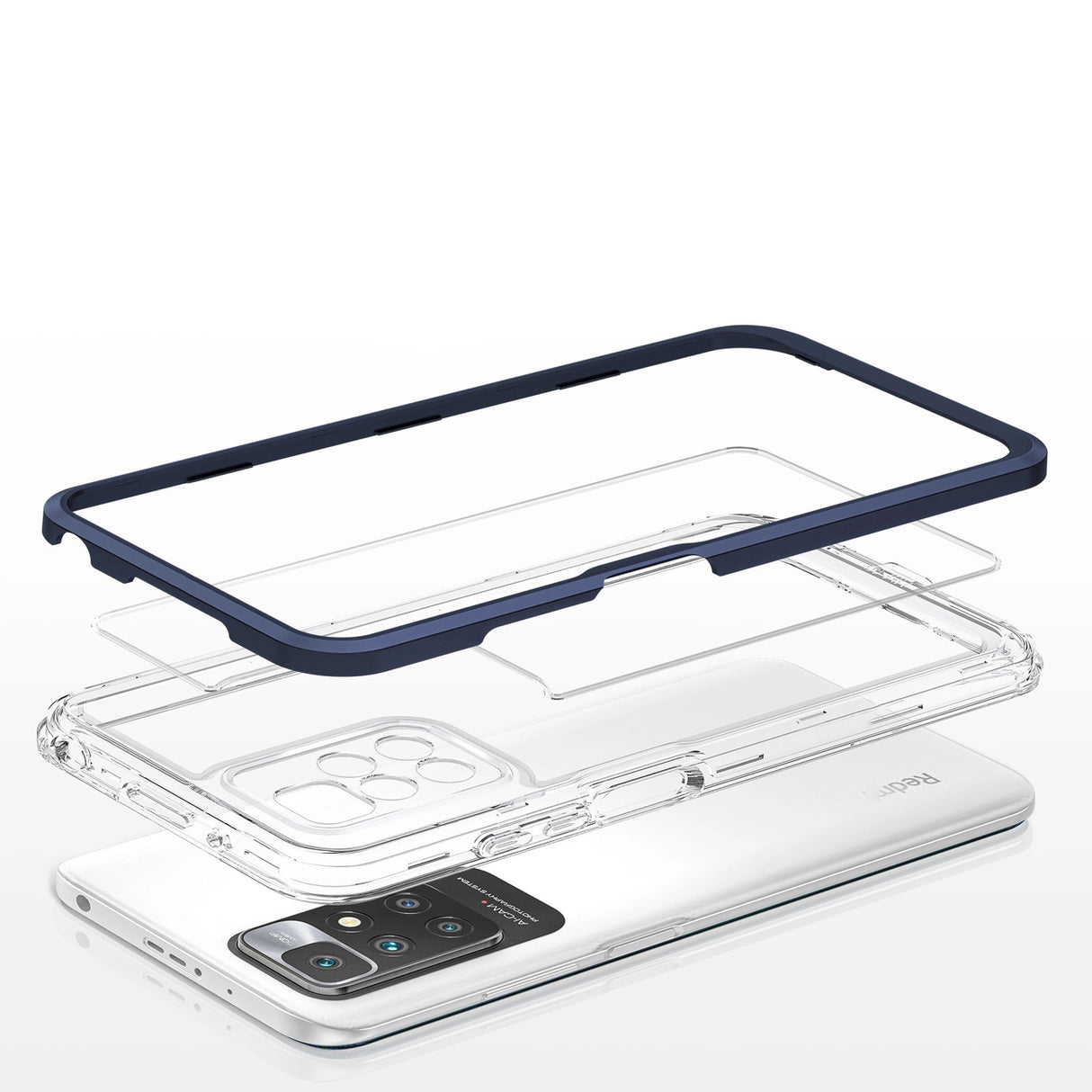 Klar 3in1 Case til Xiaomi Redmi 10 Frame Gel Cover Blå
