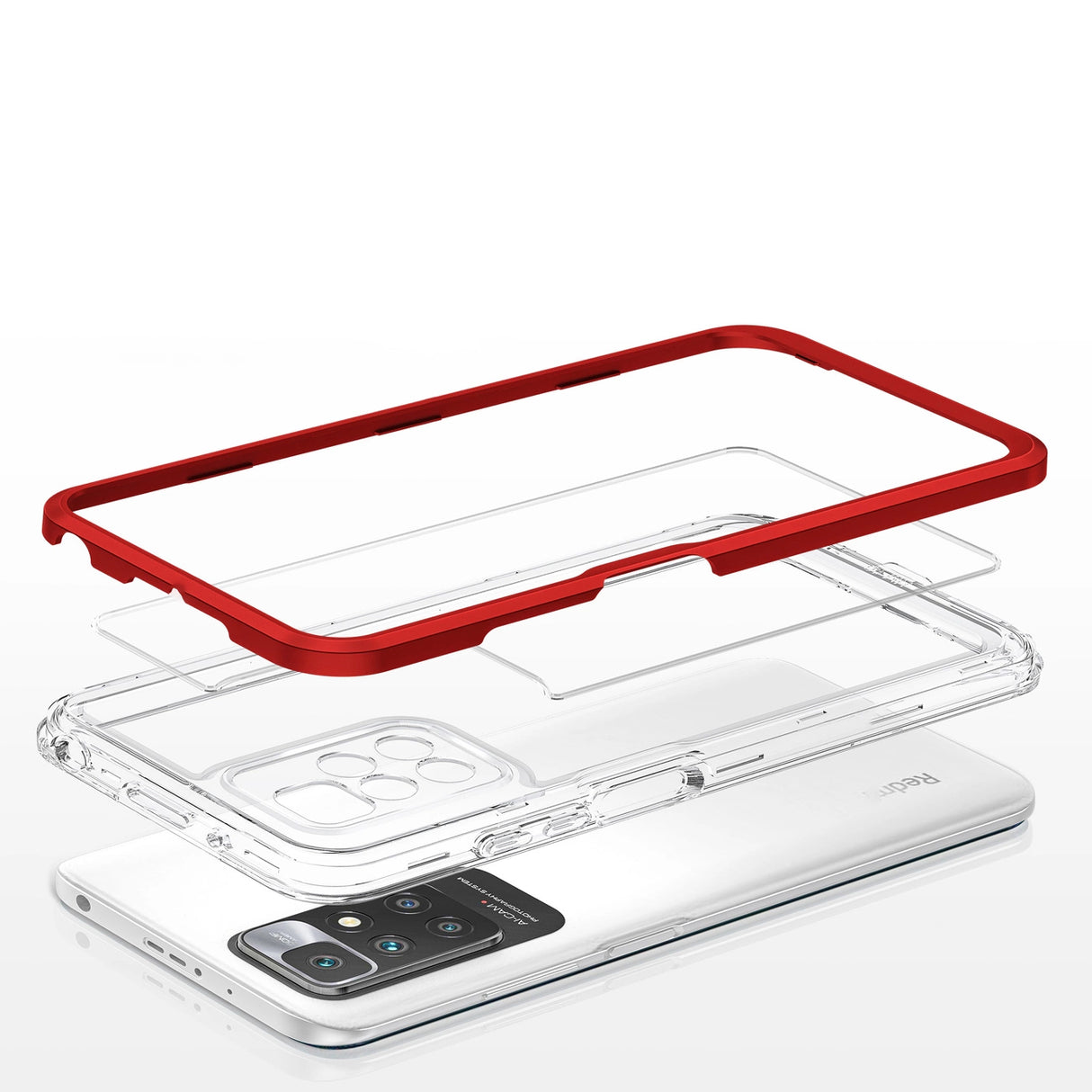 Klar 3in1 Case til Xiaomi Redmi 10 Frame Gel Cover Red