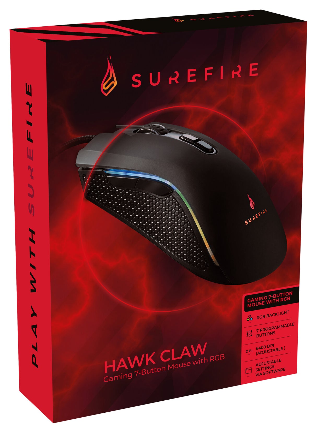 SureFire Hawk Claw mus Spil Højre hånd USB Type-A Optisk 6400 dpi