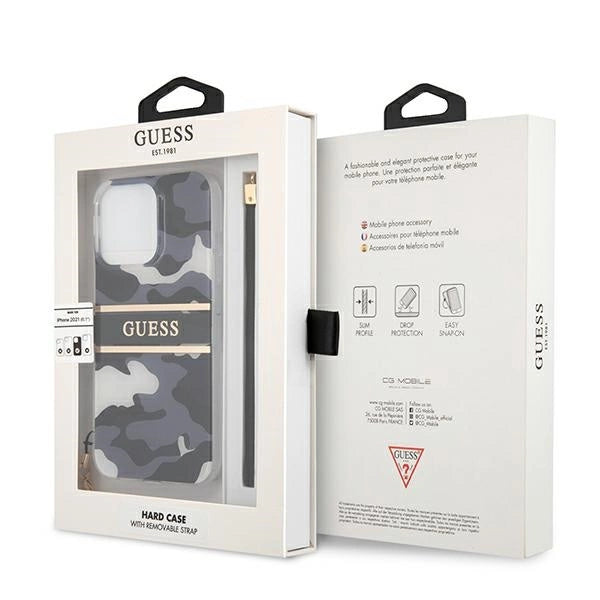 Guess GUHCP13LKCABBK iPhone 13 Pro / 13 6.1" black/black hardcase Camo Strap Collection