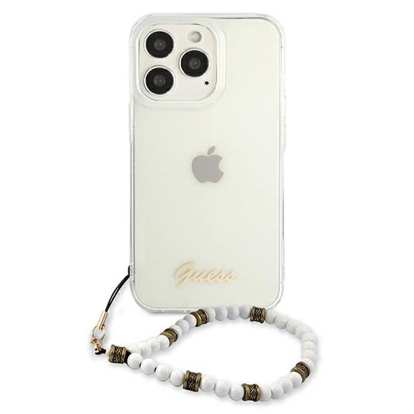 Guess GUHCP13LKPSWH iPhone 13 Pro / 13 6.1" Transparent Hardcase White Pearl