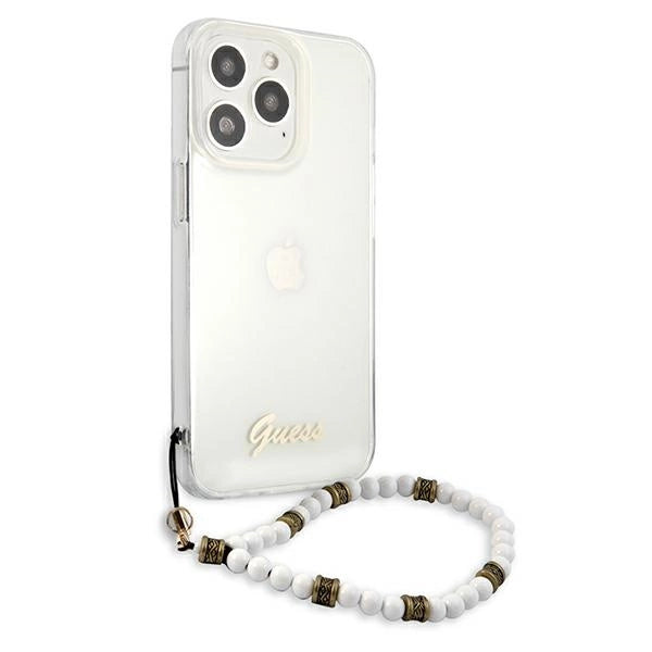 Guess GUHCP13LKPSWH iPhone 13 Pro / 13 6.1" Transparent Hardcase White Pearl