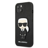 Karl Lagerfeld Saffiano Ikonik Karl's Patch Case for iPhone 13 mini - Black