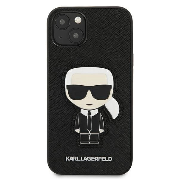 Karl Lagerfeld Saffiano Ikonik Karl's Patch Case for iPhone 13 mini - Black