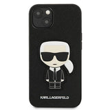 Karl Lagerfeld Saffiano Ikonik Karl's Patch Case for iPhone 13 mini - Black