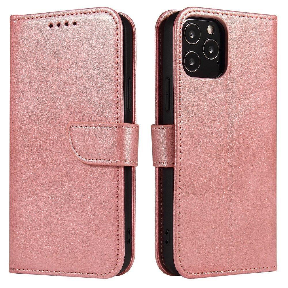 Magnet Case elegant case case cover med en flap og stand funktion Poco M4 Pro 5G lyserød