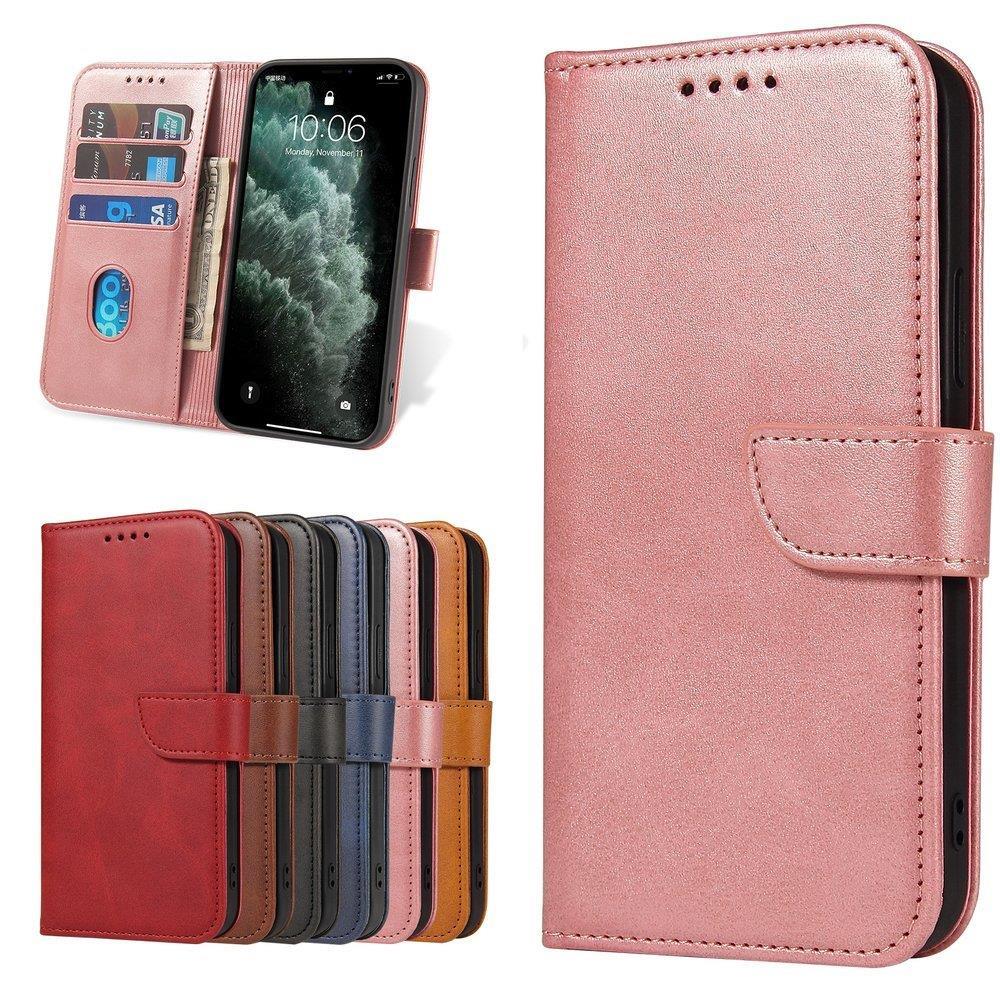 Magnet Case elegant case case cover med en flap og stand funktion Poco M4 Pro 5G lyserød