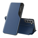 Eco Leather View Case elegant kuffert med flip-cover og standfunktion til Samsung Galaxy S22 + (S22 Plus) blå
