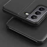 Eco Leather View Case elegant kuffert med flip-cover og standfunktion til Samsung Galaxy S22 + (S22 Plus) blå
