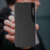 Eco Leather View Case elegant kuffert med flip cover og stand funktion til Samsung Galaxy S22 + (S22 Plus) blå