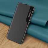 Eco Leather View Case elegant kuffert med flip cover og stand funktion til Samsung Galaxy S22 + (S22 Plus) blå