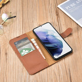 iCarer Haitang Læder Wallet Case Læder Case til Samsung Galaxy S22 + (S22 Plus) Wallet Housing Cover Brown (AKSM05BN)