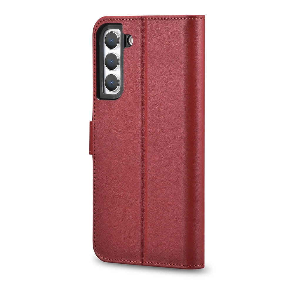 iCarer Haitang Læder Wallet Case Læder Case til Samsung Galaxy S22 + (S22 Plus) Wallet Housing Cover Red (AKSM05RD)