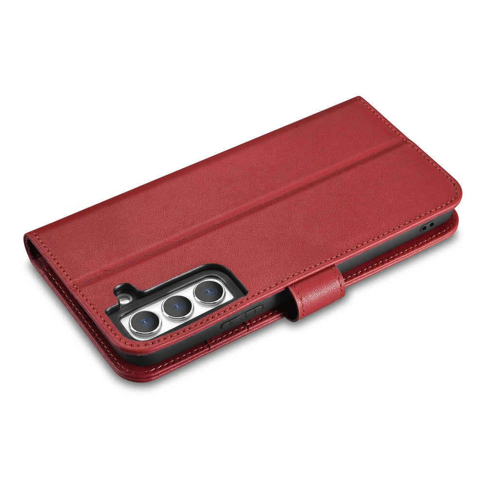 iCarer Haitang Læder Wallet Case Læder Case til Samsung Galaxy S22 + (S22 Plus) Wallet Housing Cover Red (AKSM05RD)