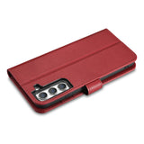 iCarer Haitang Læder Wallet Case Læder Case til Samsung Galaxy S22 + (S22 Plus) Wallet Housing Cover Red (AKSM05RD)