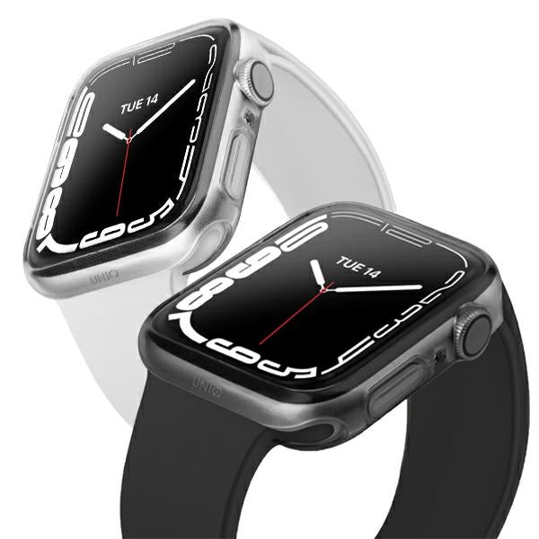 Uniq Glase case til Apple Watch 7 41mm 2 stykker - gennemsigtige og grå