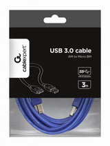 Gembird USB 3.0, 3m USB-kabel USB 3.2 Gen 1 (3.1 Gen 1) USB A Micro-USB B 4,8 Gbit/sek. Blå