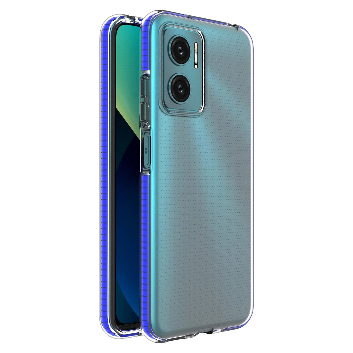 Spring Cover Case gel cover med en farvet ramme til Xiaomi Redmi 10 mørk blå