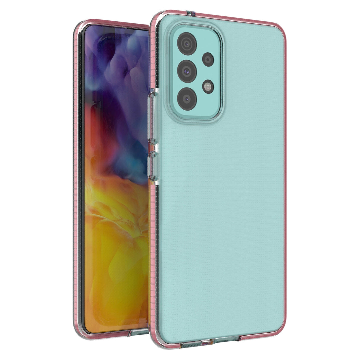 Spring Cover Case gel TPU cover med farvet ramme til Samsung Galaxy A73 lyserød