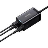 Baseus GaN3 Pro fast charger GaN 2 x USB Type C / 2 x USB 65W PD, QC4.0+, AFC, PPS + cable USB Type C - USB Type C 1m black (CCGP040101)