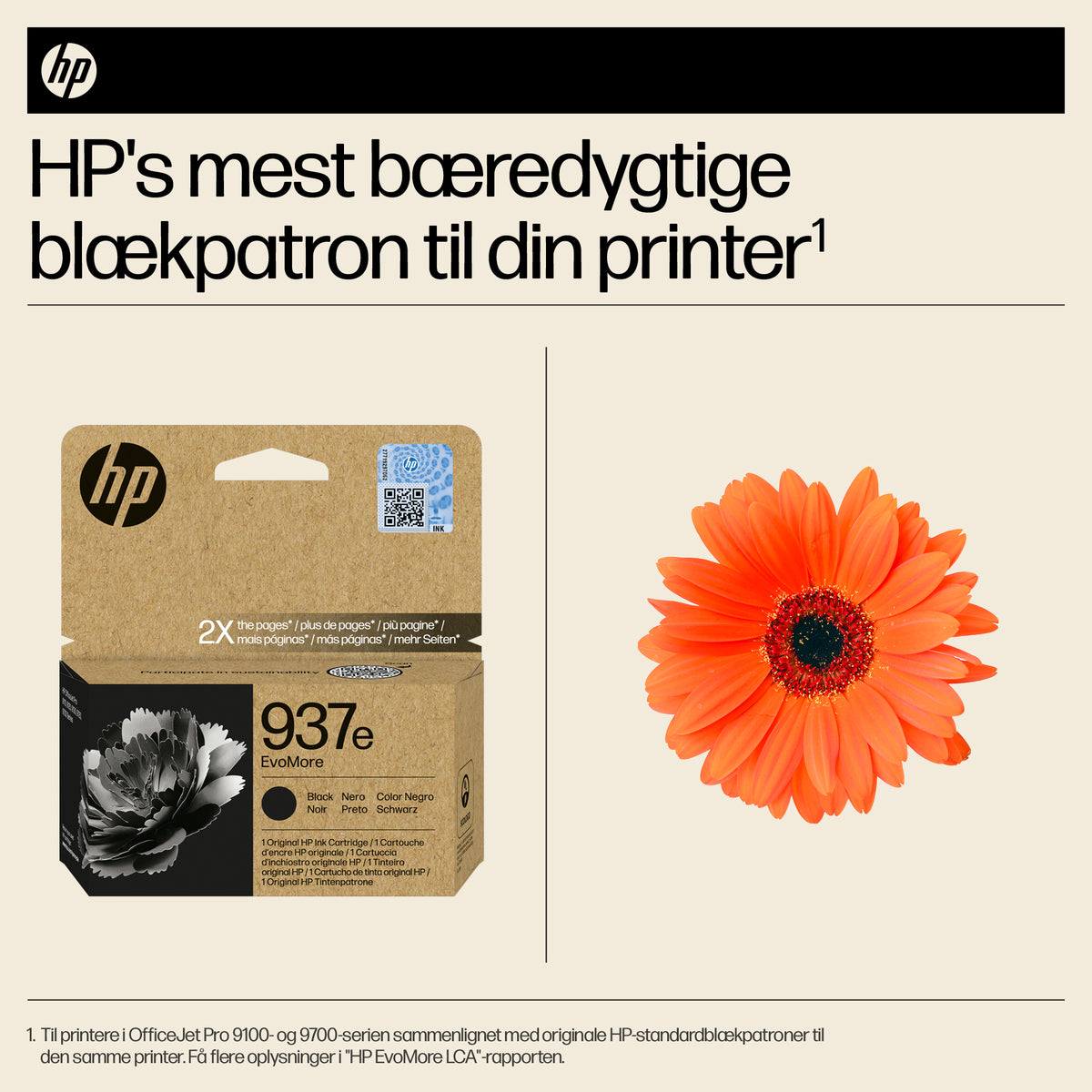 HP 937e EvoMore Sort 2500 sider Blæk