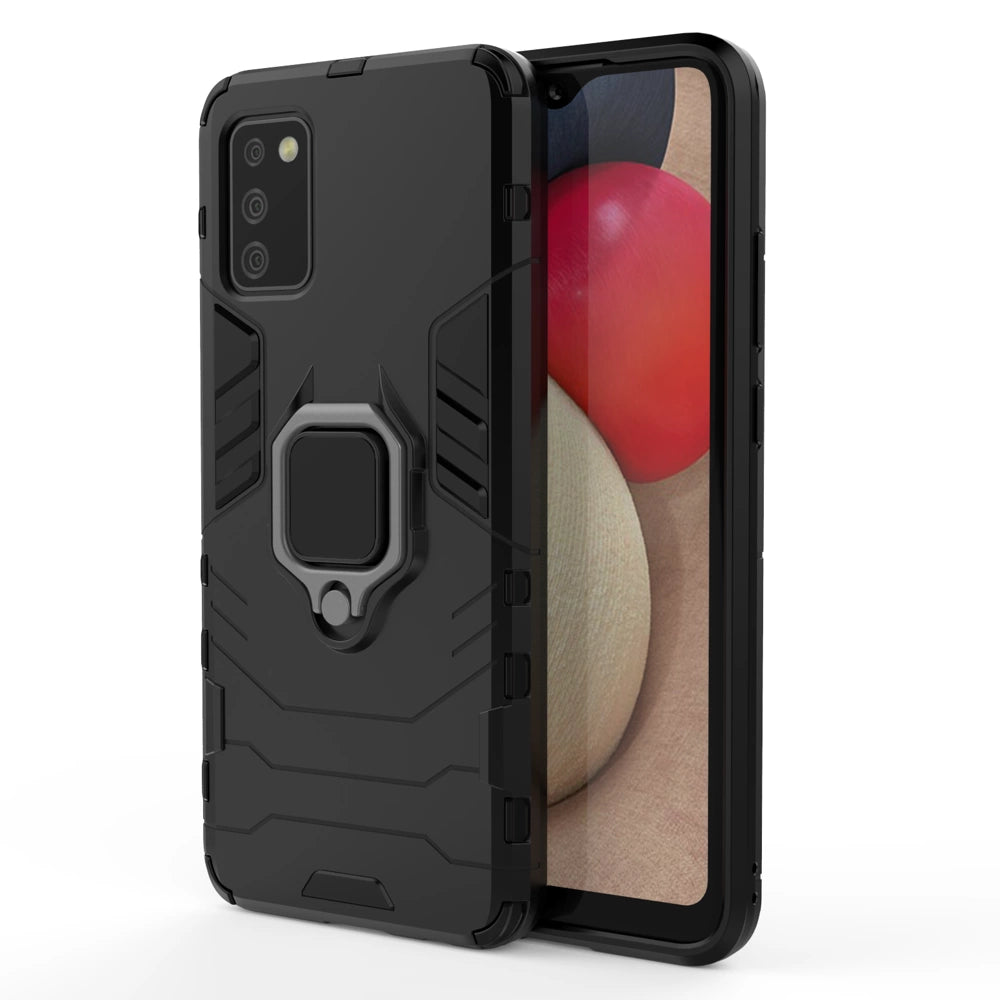 Ring Armor tough hybrid case cover + magnetic holder for Samsung Galaxy A03s (166.5) black