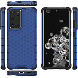 Honeycomb case pansret cover med en gel ramme til Samsung Galaxy S22 Ultra blå