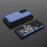 Honeycomb case pansret cover med en gel ramme til Samsung Galaxy S22 Ultra blå
