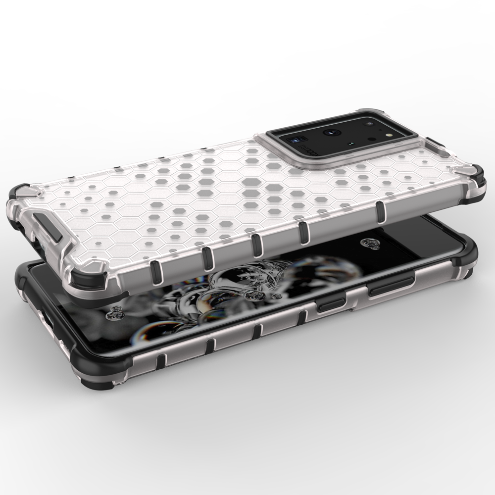 Honeycomb case pansret cover med en gel ramme til Samsung Galaxy S22 Ultra blå