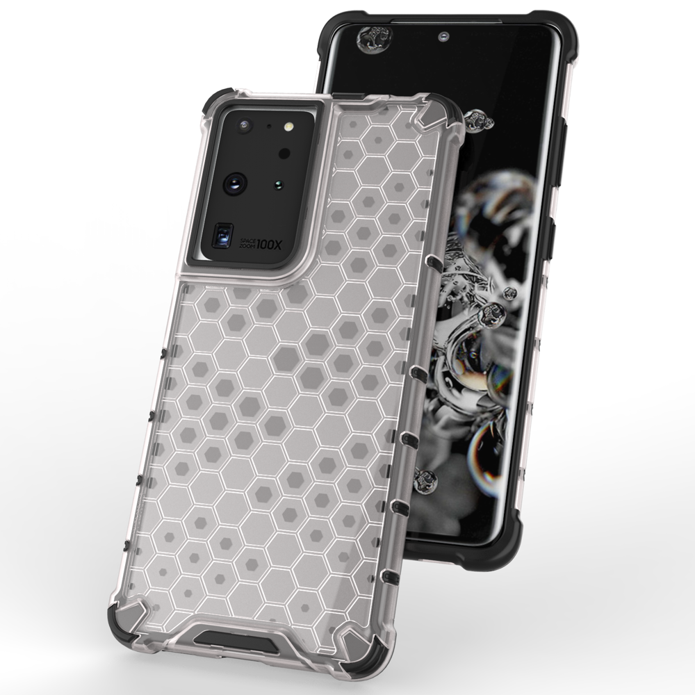 Honeycomb case pansret cover med en gel ramme til Samsung Galaxy S22 Ultra blå