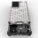Honeycomb case pansret cover med en gel ramme til Samsung Galaxy S22 Ultra blå
