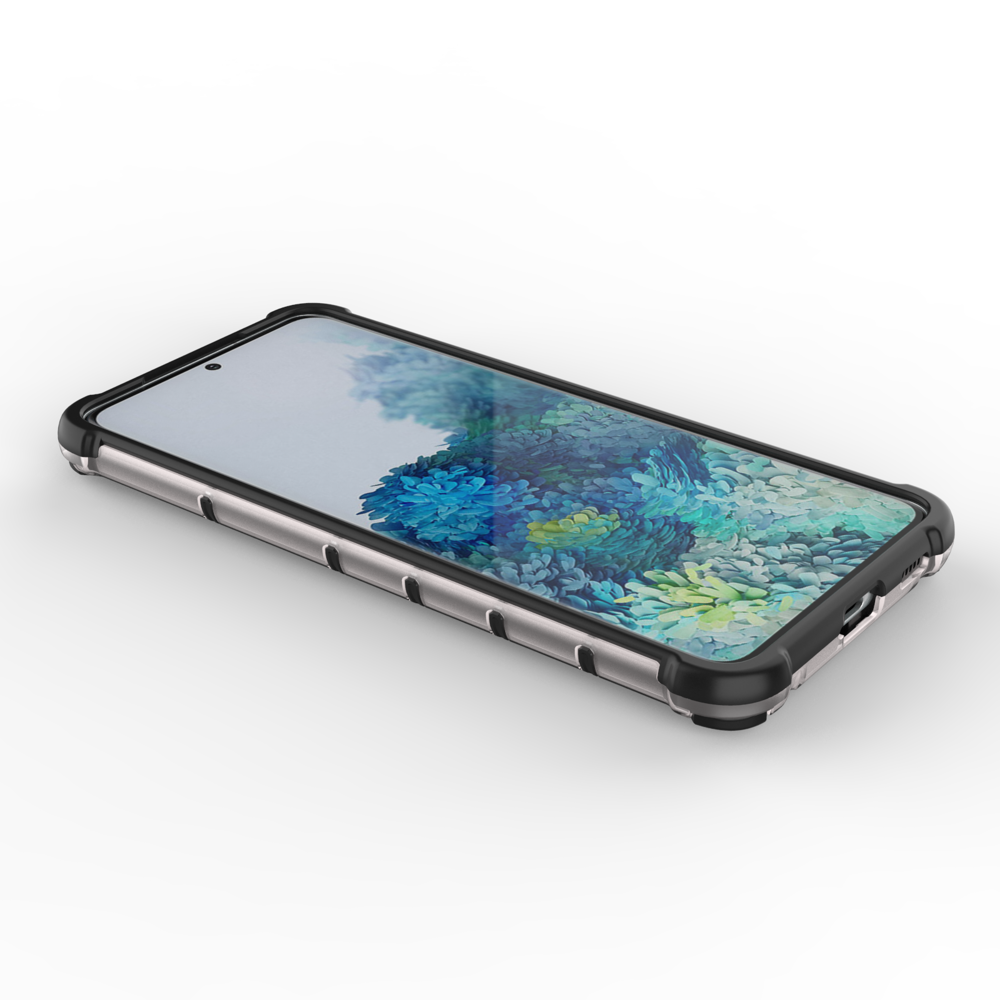 Honeycomb case pansret cover med en gel ramme til Samsung Galaxy S22 + (S22 Plus) gennemsigtig