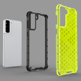 Honeycomb case pansret cover med en gel ramme til Samsung Galaxy S22 + (S22 Plus) gennemsigtig