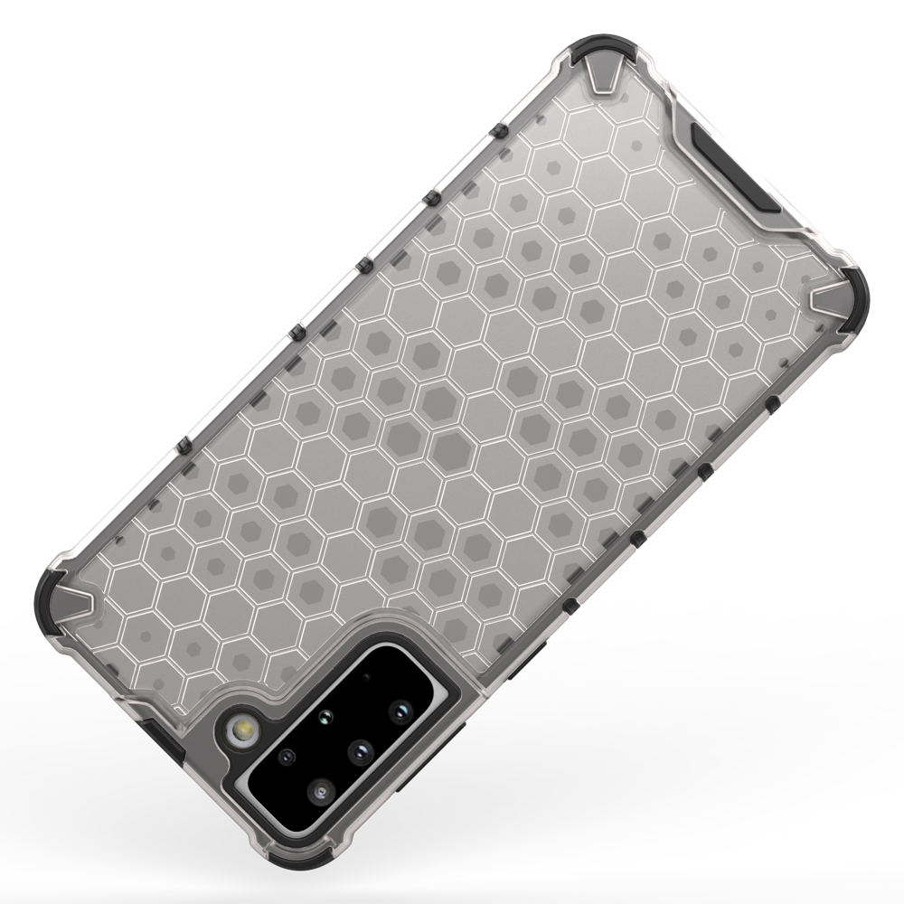 Honeycomb case pansret cover med en gel ramme til Samsung Galaxy S22 + (S22 Plus) gennemsigtig