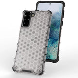 Honeycomb case pansret cover med en gel ramme til Samsung Galaxy S22 + (S22 Plus) gennemsigtig