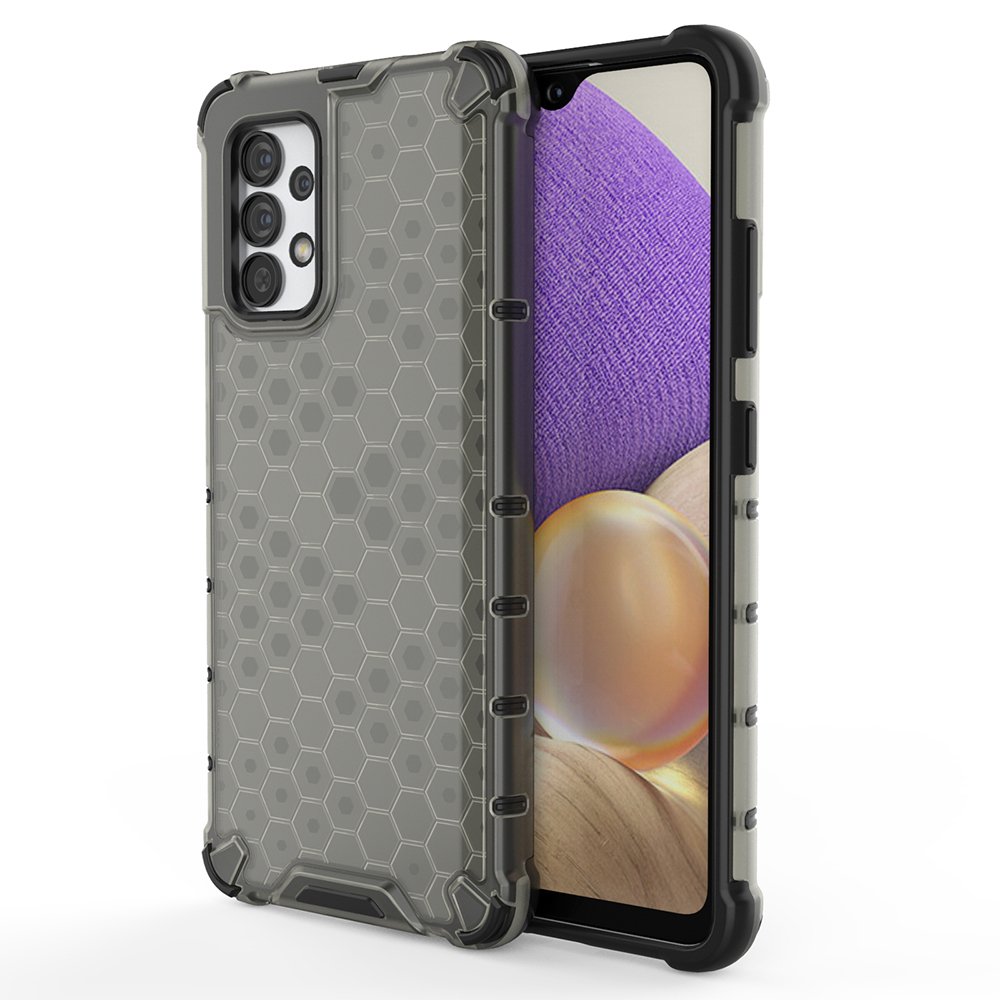 Honeycomb case pansret cover med en gel ramme til Samsung Galaxy A03s (166.5) sort