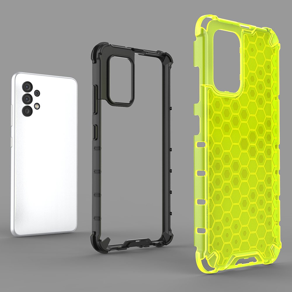 Honeycomb case pansret cover med en gel ramme til Samsung Galaxy A03s (166.5) sort