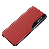 Eco læder View Case en elegant sag med en flap og stand funktion for Samsung Galaxy A73 rød