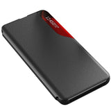 Eco læder View Case en elegant sag med en flap og stand funktion for Samsung Galaxy A73 rød