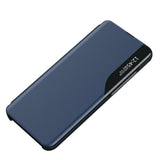 Eco Leather View Case elegant kuffert med flap og standfunktion til Samsung Galaxy A73 blå