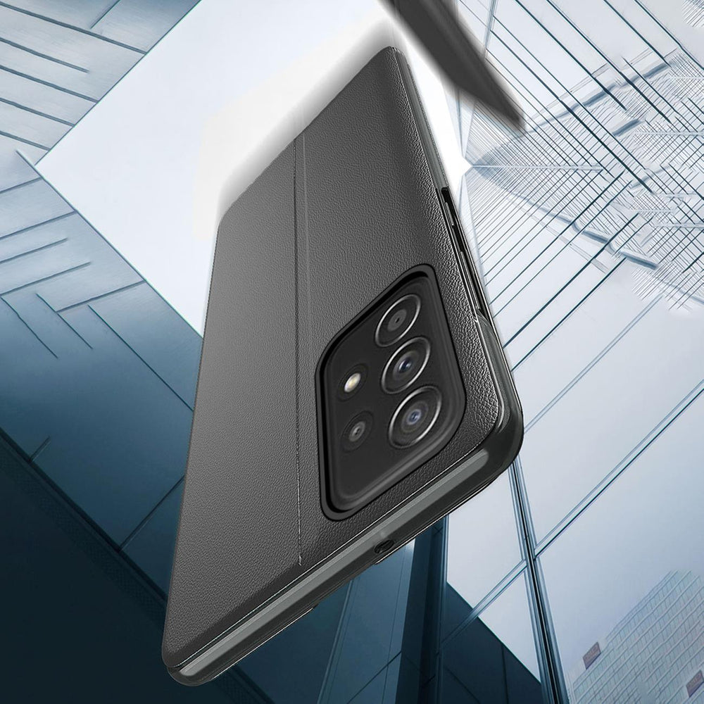 Eco Leather View Case elegant kuffert med flap og standfunktion til Samsung Galaxy A73 blå