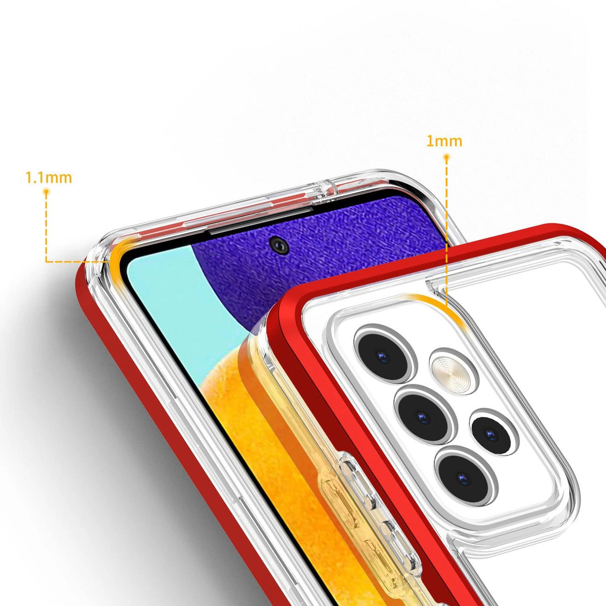 Clear 3in1 Case til Samsung Galaxy A73 Frame Cover Gel Red