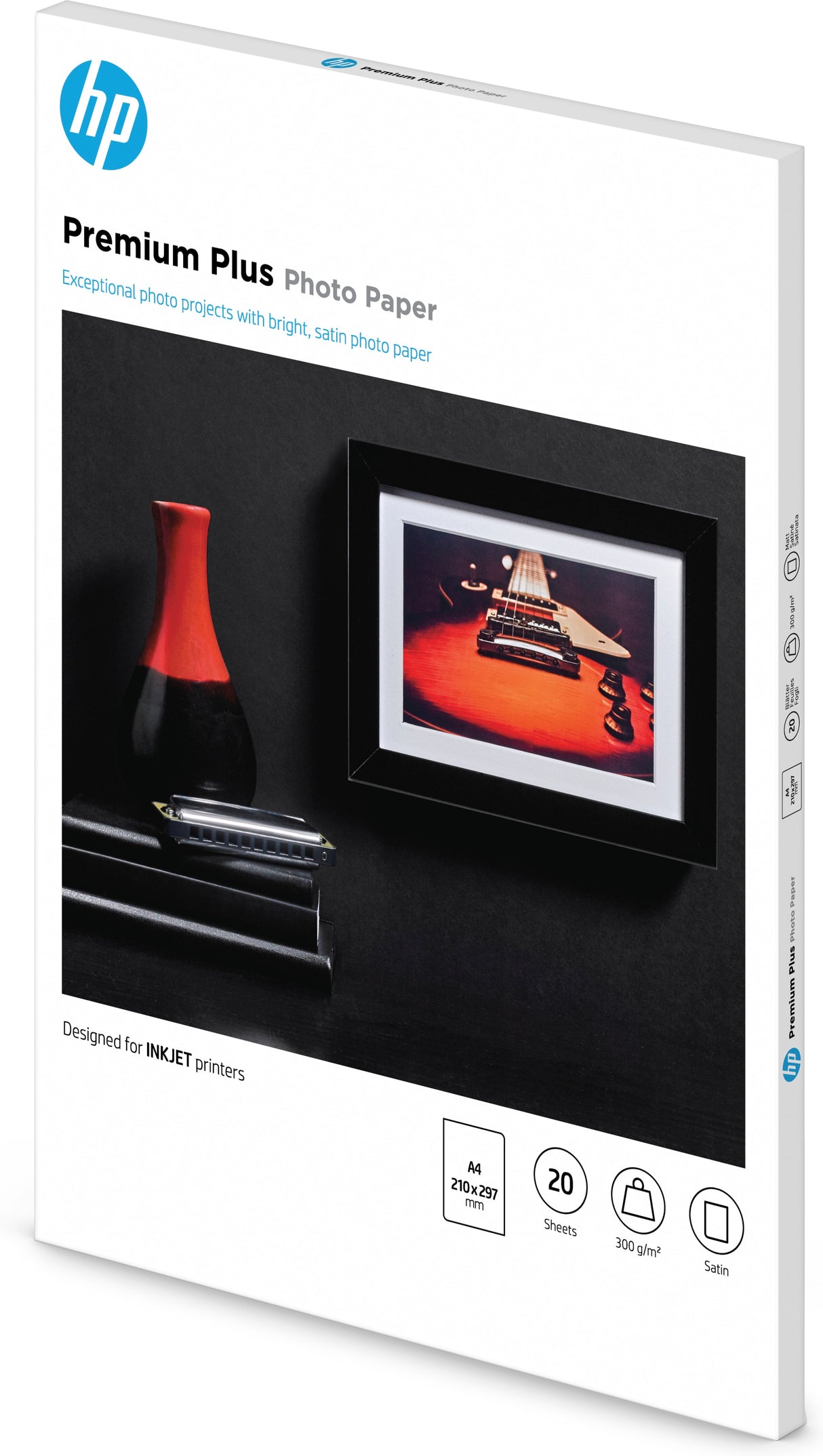 HP Premium Plus-fotopapir, satin, 300 g/m2, A4 (210 x 297 mm), 20 ark