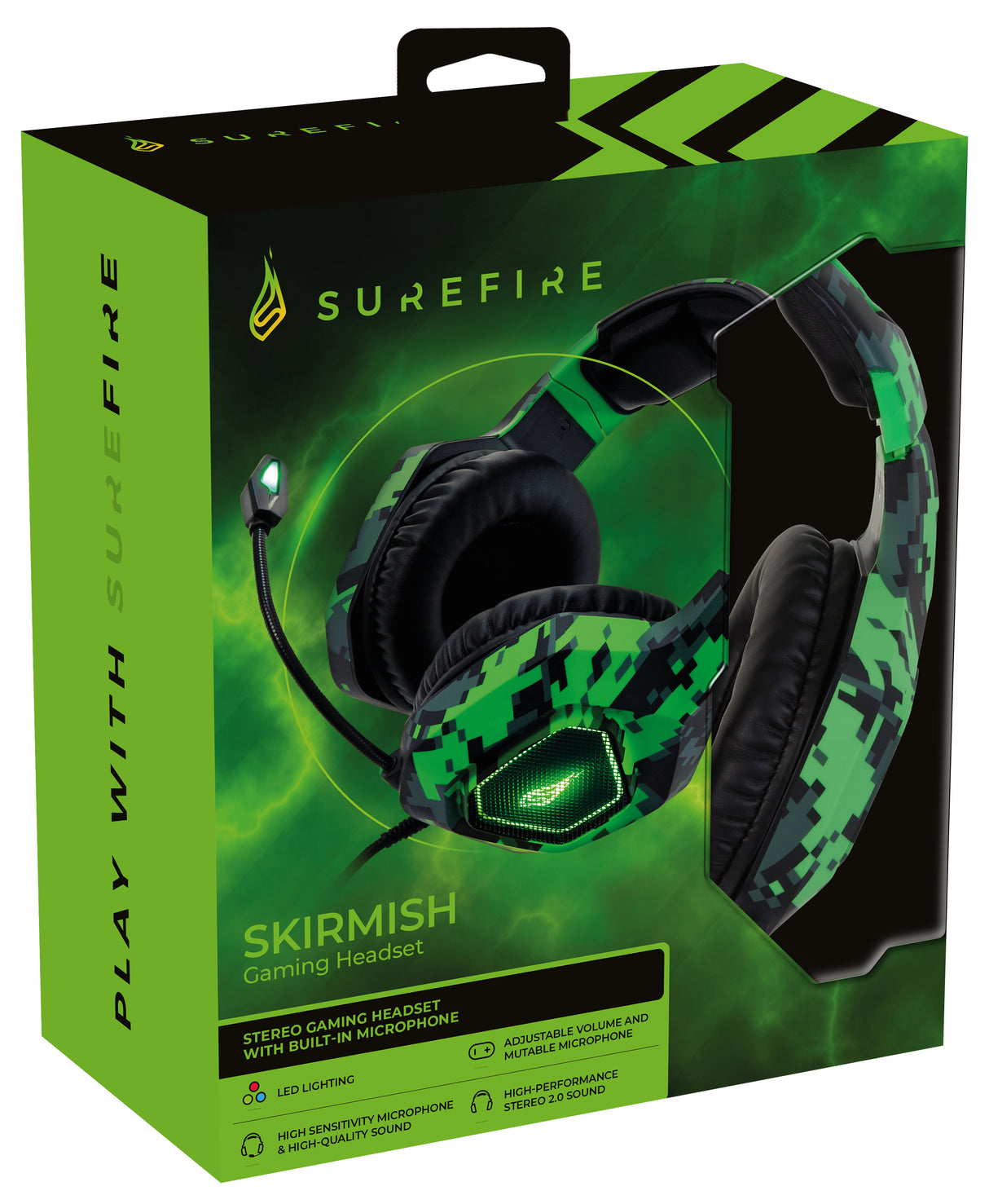SureFire Skirmish Headset Ledningsført Spil USB Type-A Sort, Camouflage, Grøn