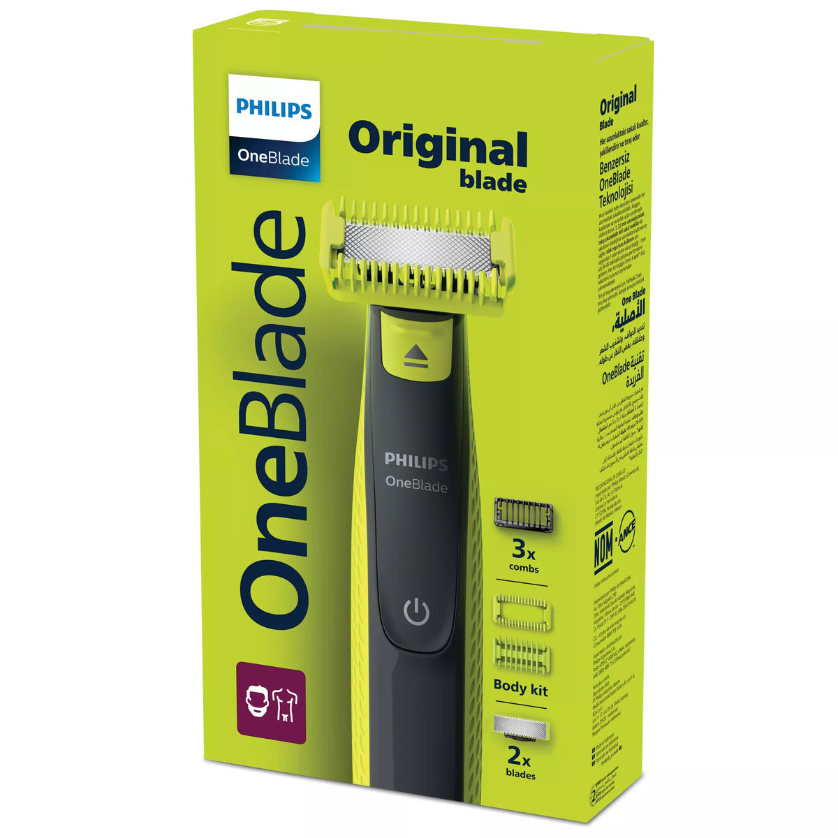 Philips Norelco OneBlade QP2824/10 barbermaskine til ham Folie shaver Trimmer Grå, Lime