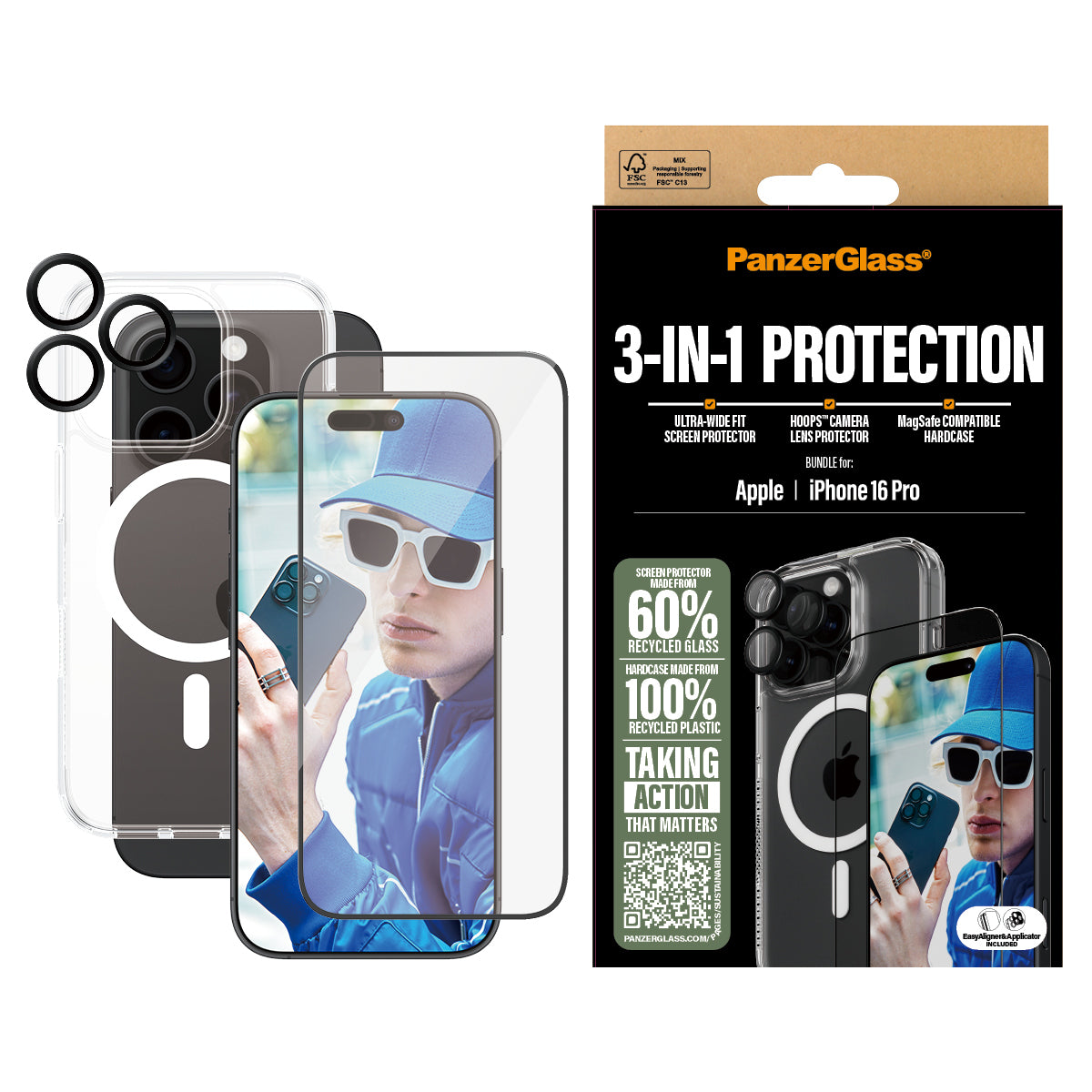 PanzerGlass  3-in-1 Protection Pack Apple iPhone 16 Pro